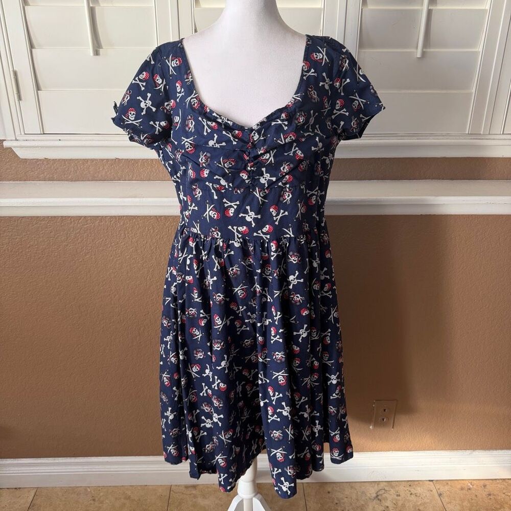 Unique Vintage Nautical Skull And Crossbones Fit And Fare Swing Dress Sz 2XL
